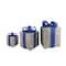 Pre-lit Silver with Blue Bows Sisal Gift Boxes Christmas Yard Decorations, Set of 3